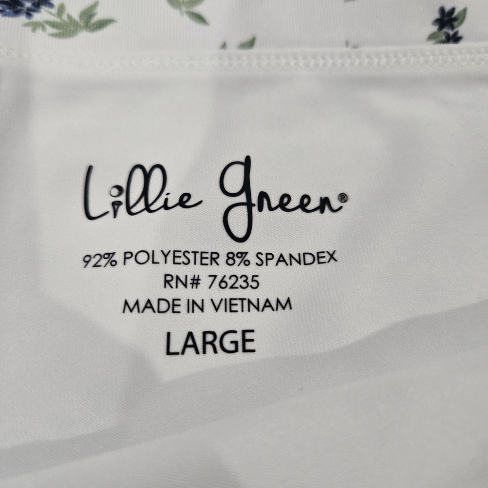 Lillie Green Floral Golf Skort Skirt Shorts White Blue UPF 50+ Large NWT - Picture 10 of 11